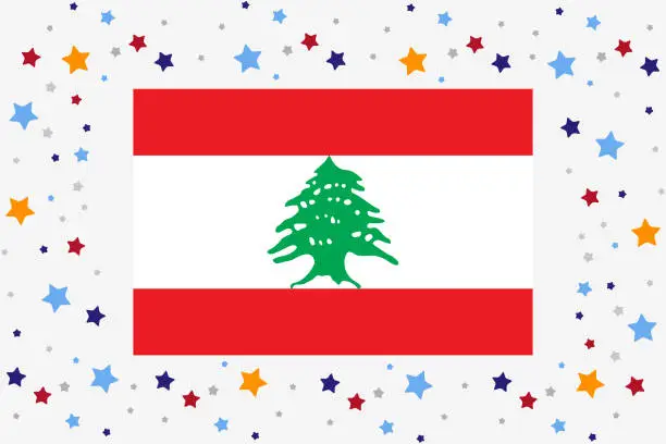 Vector illustration of Lebanon Flag Independence Day Celebration With Stars
