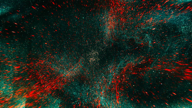 Dust particles background green red blur sparks