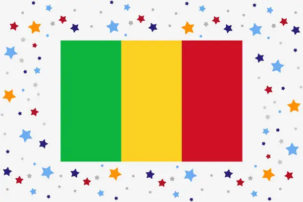 Vector illustration of Mali Flag Independence Day Celebration With Stars