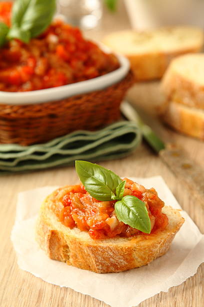 istock Open sandwiches with eggplant salad (caviar), ukrainian food 181746184