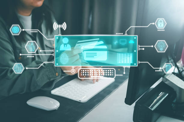 istock Businessman pressing button credit card virtual set, Business button credit card web network, businessman push button are preparing money to pay for credit cards to pay for investment products. 1817464624