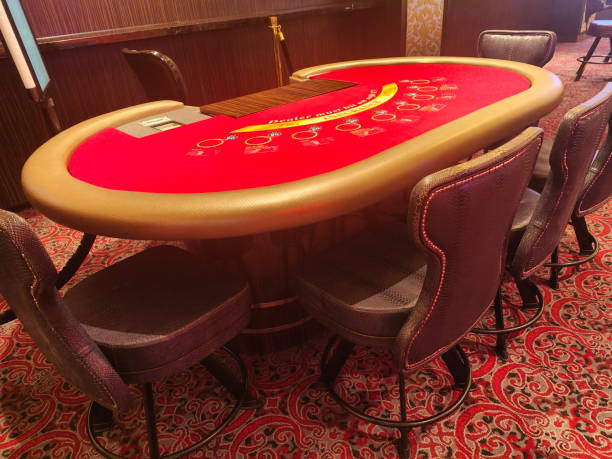 istock Red Blackjack Table & Chairs at Casino 1817465193