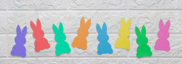 istock Banner with rabbits cut out of paper. 1817466317