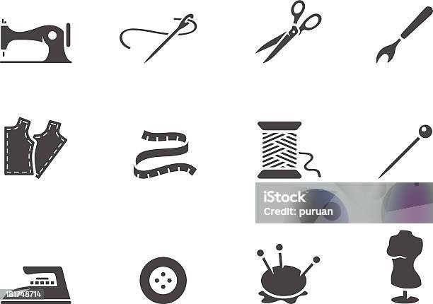 Bw Icons Sewing Stock Illustration - Download Image Now - Vector, Scissors, Sewing