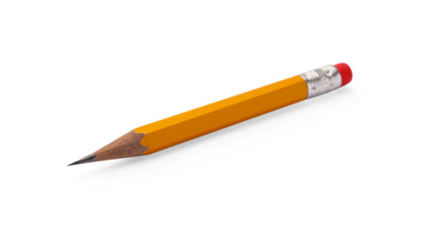 istock Short graphite pencil with eraser isolated on white. School stationery 1817497493