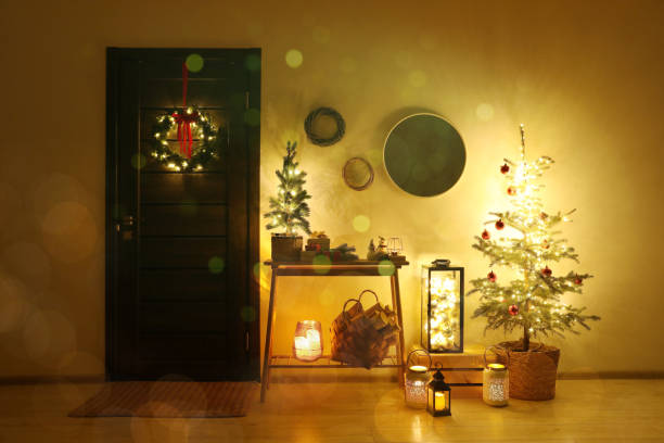 istock View of beautiful entry way decorated for Christmas 1817520193