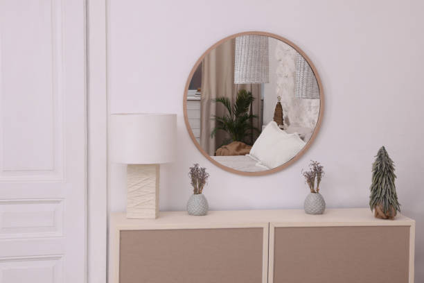 istock Stylish room interior with small decorative Christmas tree 1817526128