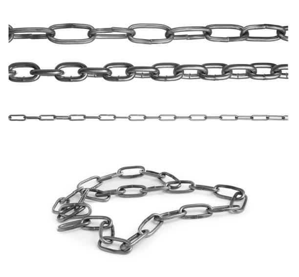 istock Set with different metal chains isolated on white 1817527213