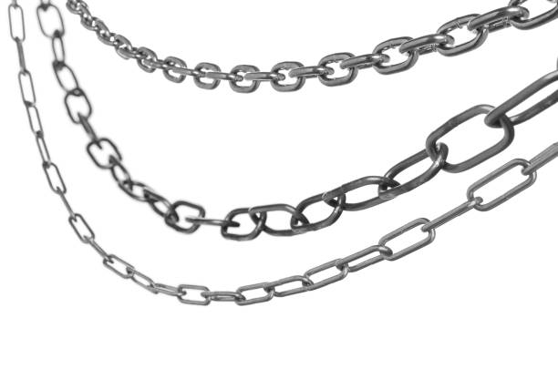 istock Set with different metal chains isolated on white 1817527225