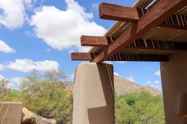 istock Southwest architeture with a Cedar Pergola and Adobe Pillar 1817527823