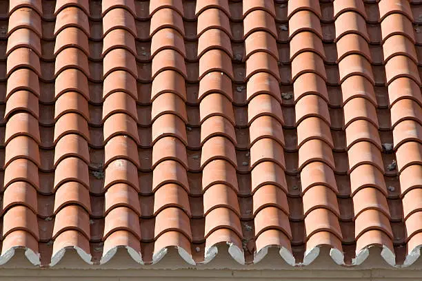 Closeup of old roof tiles, Spain