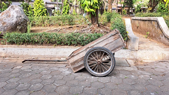 old carts, in the hotel area, are very suitable for promotional media for buildings and hotels