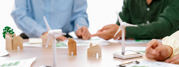 istock Green business meeting represented renewable energy. Closeup. Delineation. 1817559285