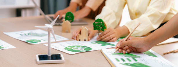 istock Green business meeting about using renewable energy. Closeup. Delineation. 1817571601