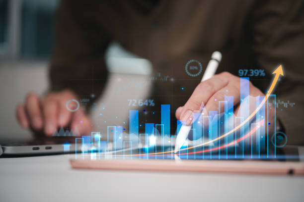 istock concept of data economic growth through a graph chart. Business strategy. Digital marketing and stock market. 1817590342
