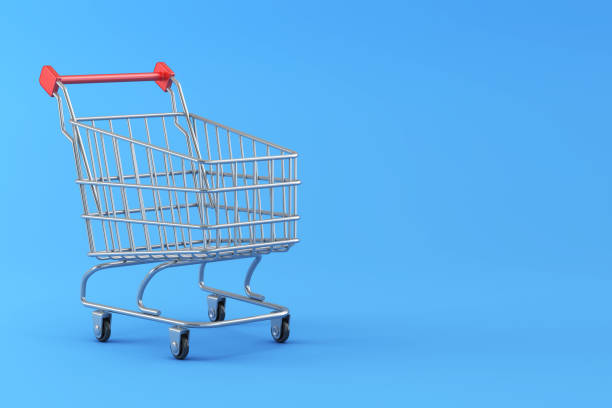 istock Empty Shopping cart on blue background stock photo 1817593486