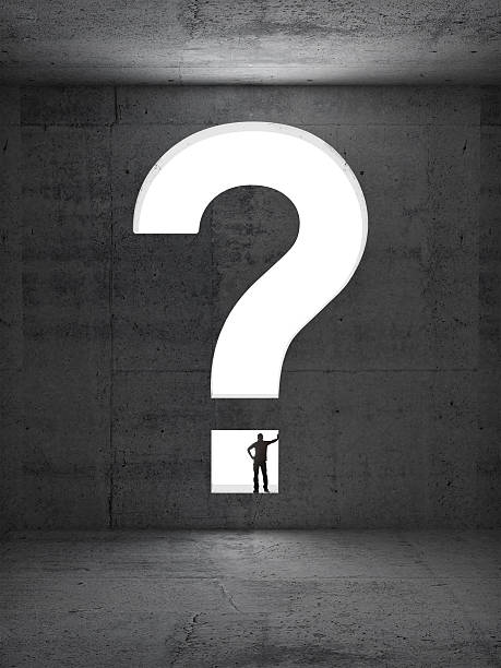 istock Question sign shaped aperture with small man silhouette inside 181762518