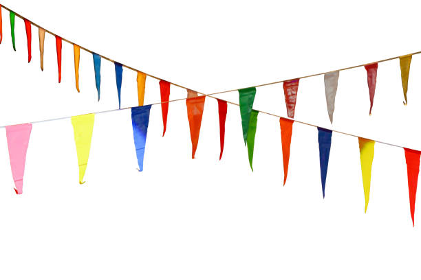 istock Paper party flags for decoration and covering on white background. 1817638102