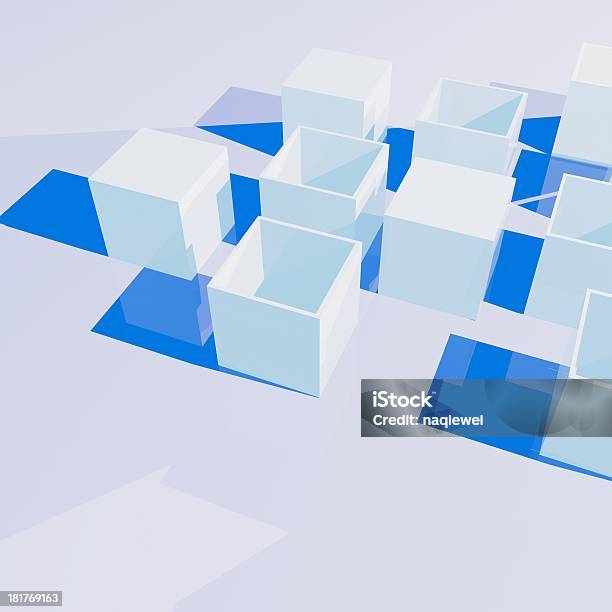 Modelo Fondo Azul 3d Cube Foto de stock y más banco de imágenes de Azul - Azul, Cuadrado - Composición, Cubo - Forma geométrica