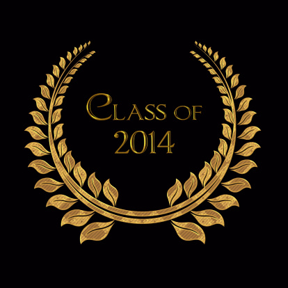 Gold laurel design on black for class of 2014.
