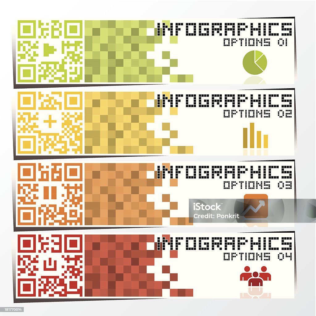 QR 코드 인포그래픽 배너입니다 & 배경기술 디자인식 형판 - 로열티 프리 QR코드 벡터 아트