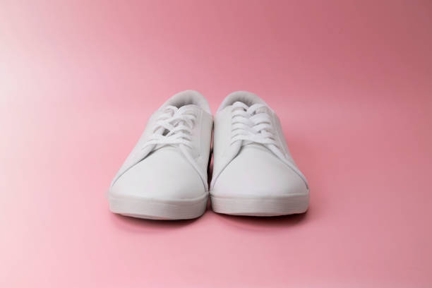 istock Closeup view of clean white sneakers 1817717890