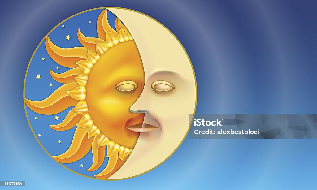 Sole e luna in un cerchio - arte vettoriale royalty-free di Sequenza giorno e notte