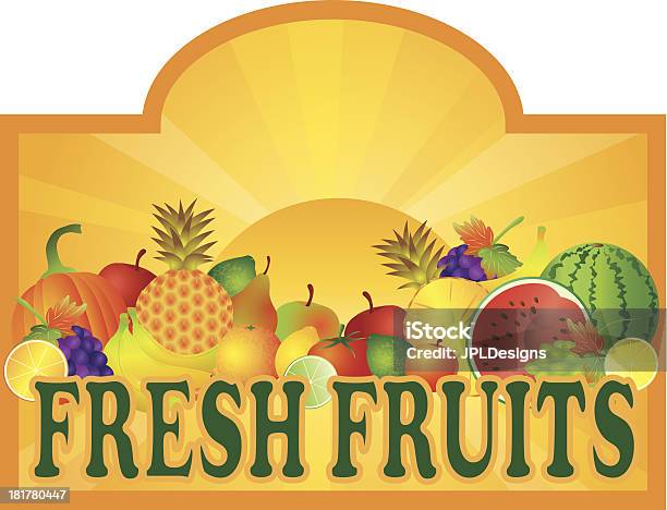 Frutta Fresca Per La Segnaletica Orizzontale Con Sole Vettoriale Illustrazione - Immagini vettoriali stock e altre immagini di Agricoltura