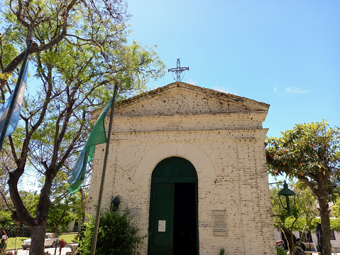 Chascomús, Argentina - Nov 18, 2023: The old historical Chapel of the Black People built in 1862 in Chascomús, Buenos Aires Province, Argentina