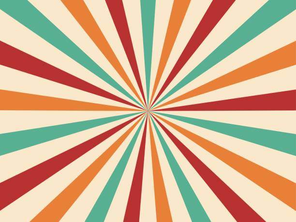 Retro carnival or circus background, sunbeam burst Retro carnival or circus background of sunbeam burst and sunlight vintage rays, vector layout. Colorful sun light circle or sunburst beam stripes background of pinwheel pattern for funfair carnival colorful paper windmill toy stock illustrations
