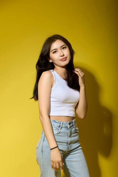 istock Brunette Asian woman with positive expression on face dressed in casual clothes 1817840077