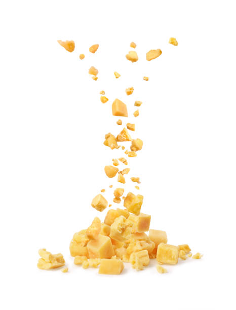 istock Parmesan cheese falls on a pile with cheese on a white background 1817854341