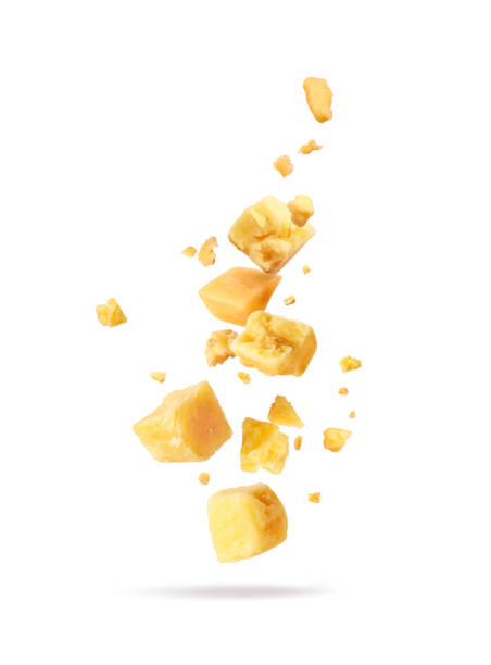 parmesan cheese in flight on white background 5