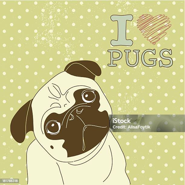 I Love Pugs Stock Illustration - Download Image Now - Pug, Animal, Animal Markings