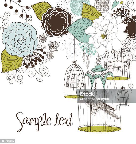 Flower Doodle Stock Illustration - Download Image Now - Animal Wildlife, Branch - Plant Part, Canary Bird