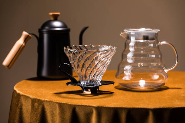istock pour over coffee,hand brewed coffee or Dripping Coffee,Coffee set, glass percolator, indoor studio light, close-up 1817882001