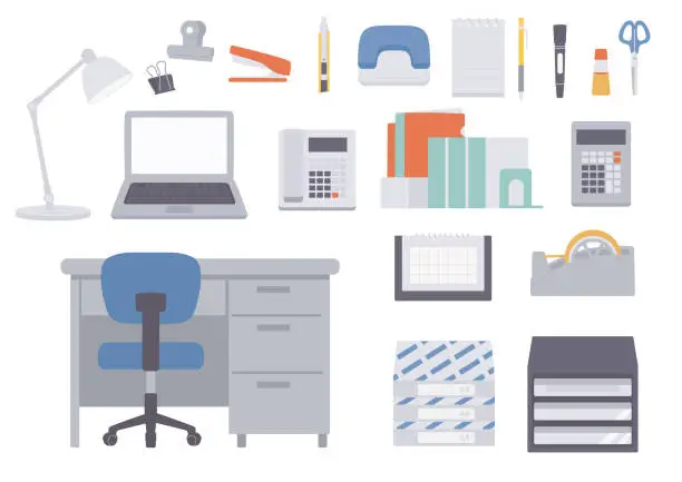 Vector illustration of Illustration set of office supplies