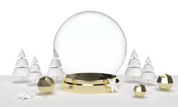 istock 3D white christmas background with  christmas trees and a snowball. 1817891849
