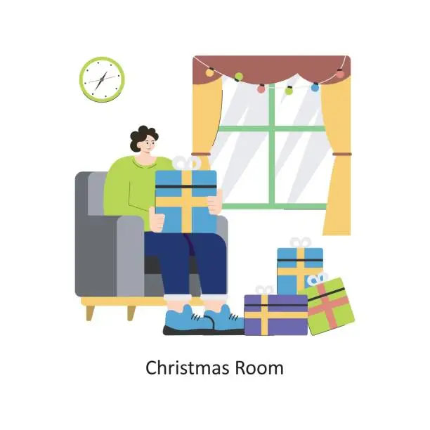 Vector illustration of Christmas Room vector Flat Design illustration. Symbol on White background EPS 10 File