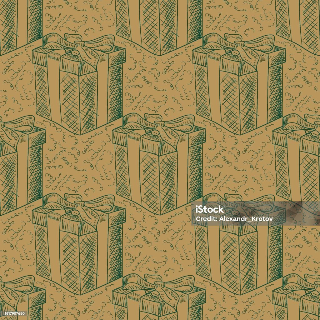 Simple Repeat Box Pattern Seamless Repeating Pattern Of Handdrawn Gift Boxes Stock Illustration ...