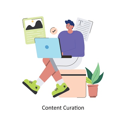 Content Curation vector Flat Design illustration. Symbol on White background EPS 10 File