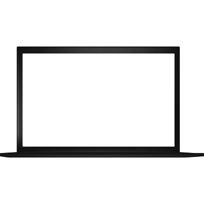 Laptop with blank screen vector icon isolated on white background