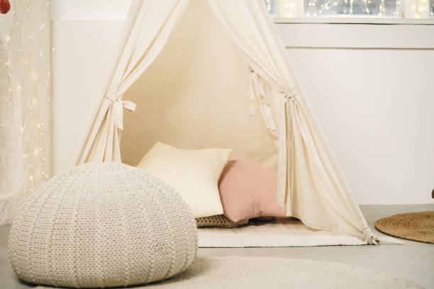 istock Children's room with play tent teepee and pillows 1817956037