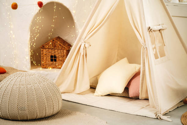 istock Children's room with play tent teepee and pillows 1817969666