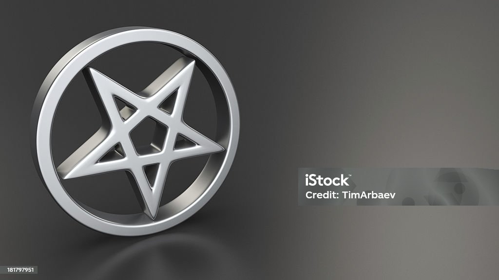 Pentagram on black Metal pentagram symbol on black background with copyspace Backgrounds Stock Photo