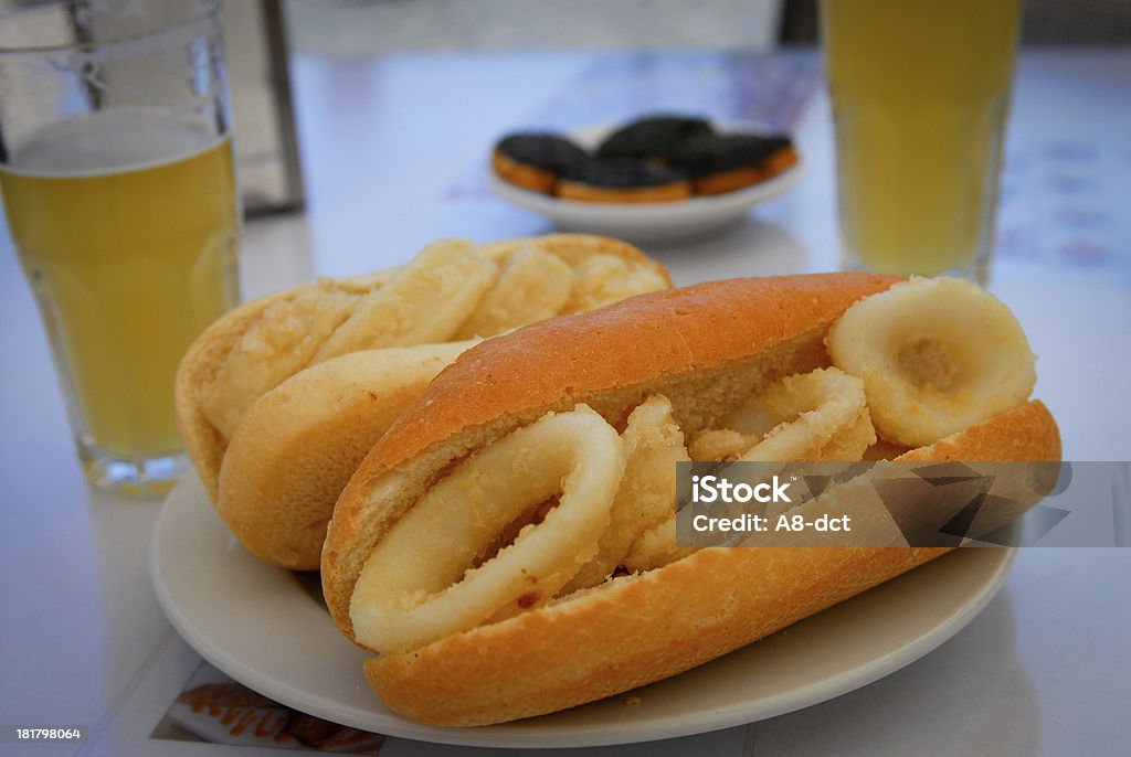 calamari sandwich spanish style sandwich with calamari ( fried squid) Sandwich Stock Photo