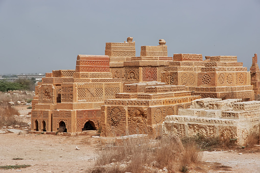 Chaukhandi vintage tombs close Karachi in Pakistan