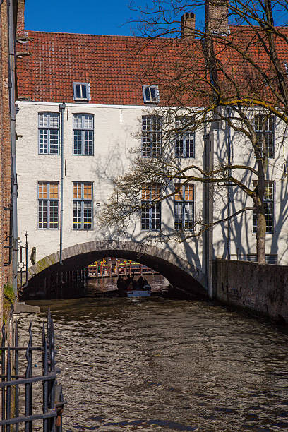 House Over a Canal Bruges stock photo