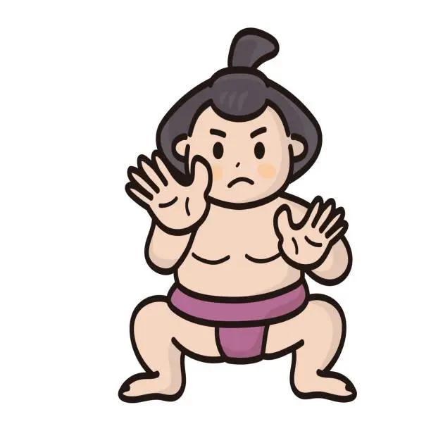 Vector illustration of Cute sumo wrestler illustration _ sumo wrestler _ sumo wrestler