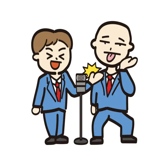 Vector illustration of Illustration of a manzai artist_Boke and Tsukkomi